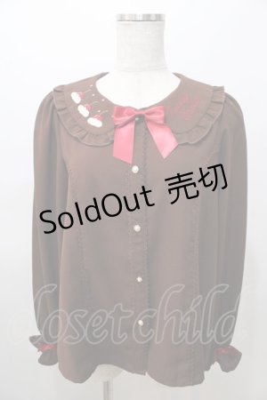 画像: axes femme kawaii / お菓子刺繍ブラウス M 茶 Y-25-08-11-026-AX-BL-SZ-ZY