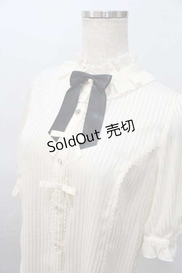 画像3: axes femme kawaii / ストライプシアー半袖ブラウス M 生成り Y-25-08-11-031-AX-BL-SZ-ZY (3)