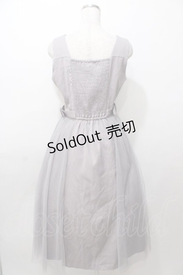 画像2: axes femme / 刺繍入サイドチュールジャンスカ  グレー Y-25-08-11-037-AX-OP-SZ-ZY (2)