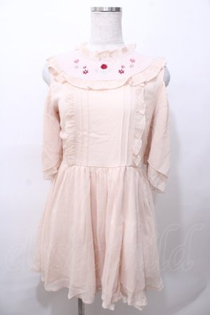 画像: LIZ LISA / バラ刺繍肩あきワンピース 0 ピンクベージュ Y-25-08-13-048-LO-OP-SZ-ZY