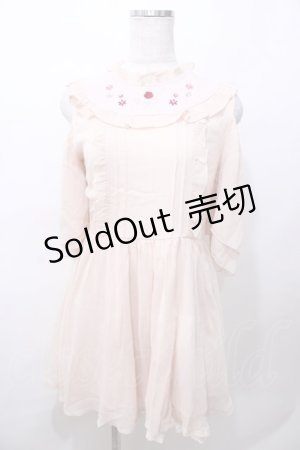 画像: LIZ LISA / バラ刺繍肩あきワンピース 0 ピンクベージュ Y-25-08-13-048-LO-OP-SZ-ZH