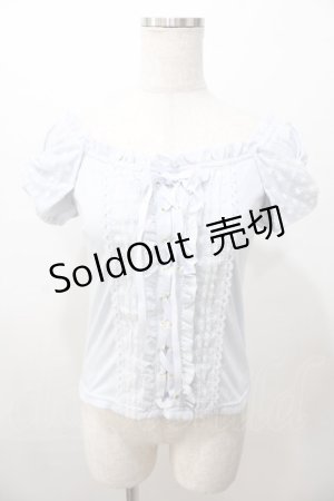 画像: LIZ LISA / オフショル編み上げトップス 0 サックス Y-25-08-13-008-LO-TO-SZ-ZY