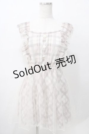 画像: LIZ LISA / チュール重ねチェック柄ノースリーブワンピース 0 ブラウン Y-25-08-13-077-LO-OP-SZ-ZI