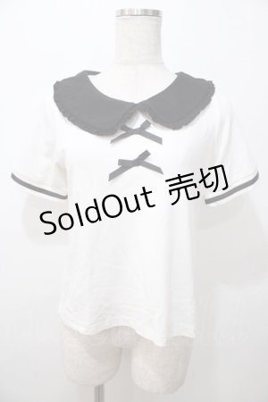 画像: LIZ LISA / バイカラーリボントップス 0 オフ白 Y-25-08-13-012-LO-TO-SZ-ZI