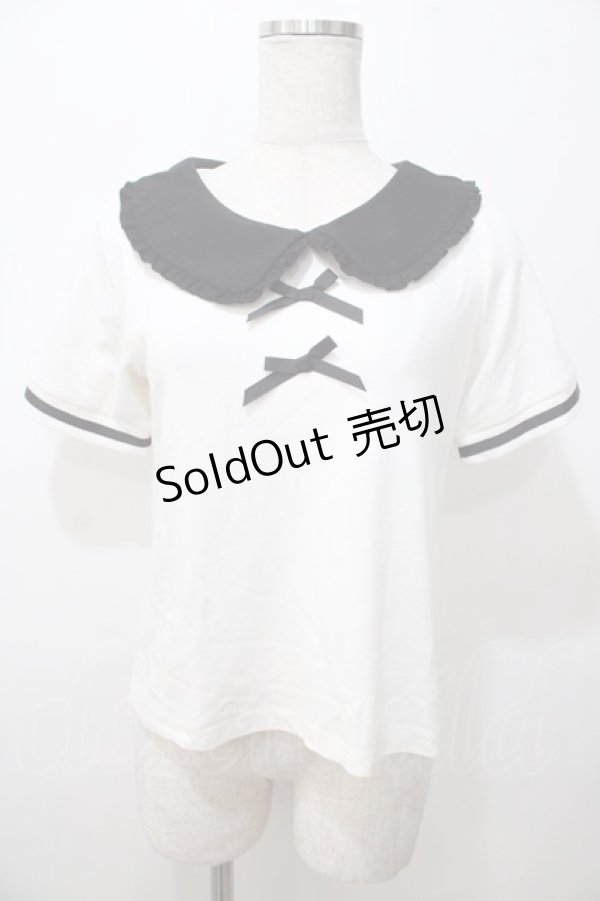 画像1: LIZ LISA / バイカラーリボントップス 0 オフ白 Y-25-08-13-012-LO-TO-SZ-ZI (1)