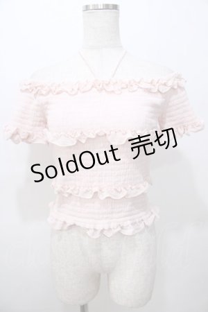 画像: LIZ LISA / シャーリングオフショルトップス 0 ピンク Y-25-08-13-016-LO-TO-SZ-ZI