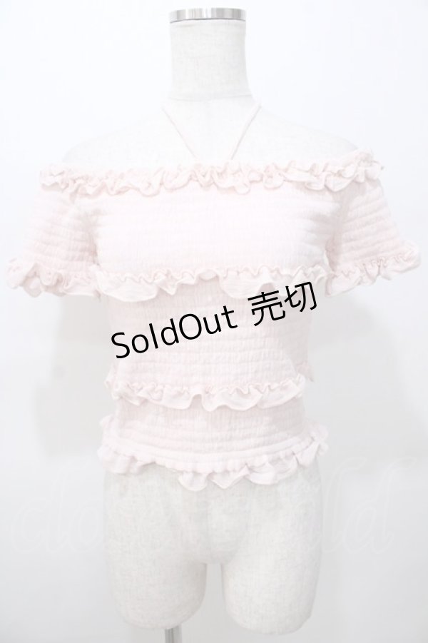 画像1: LIZ LISA / シャーリングオフショルトップス 0 ピンク Y-25-08-13-016-LO-TO-SZ-ZI (1)