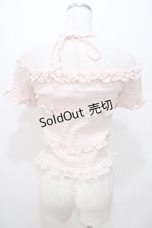 画像2: LIZ LISA / シャーリングオフショルトップス 0 ピンク Y-25-08-13-016-LO-TO-SZ-ZI (2)