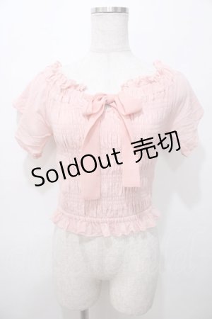 画像: LIZ LISA / シャーリングトップス 0 ピンク Y-25-08-13-019-LO-TO-SZ-ZY