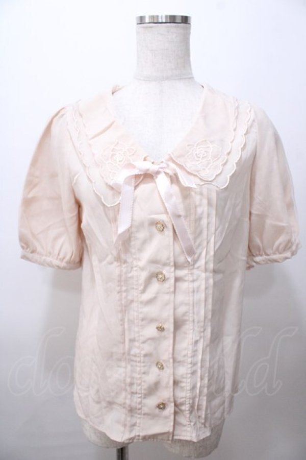 画像1: LIZ LISA / バラ刺繍スカラップブラウス 0 ベージュ Y-25-08-13-030-LO-BL-SZ-ZY (1)