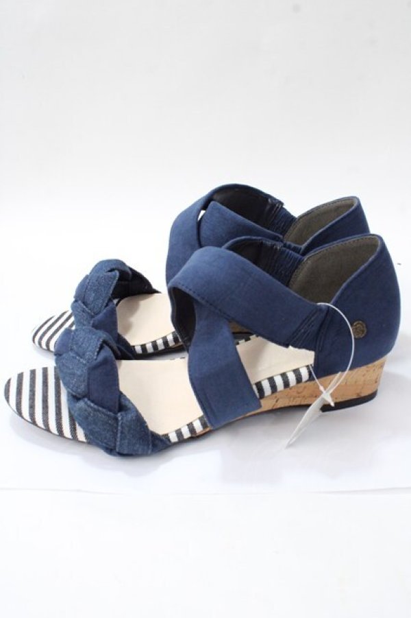 画像2: axes femme / 編み込みクロスベルトサンダル M 紺 Y-25-08-15-043-AX-SH-SZ-ZT501 (2)