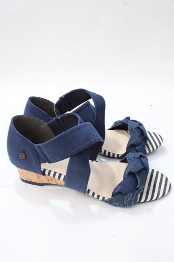 画像4: axes femme / 編み込みクロスベルトサンダル M 紺 Y-25-08-15-043-AX-SH-SZ-ZT501 (4)