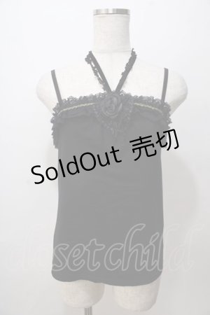 画像: axes femme / ホルター付コサージュキャミ M 黒 Y-25-08-15-046-AX-TO-SZ-ZY
