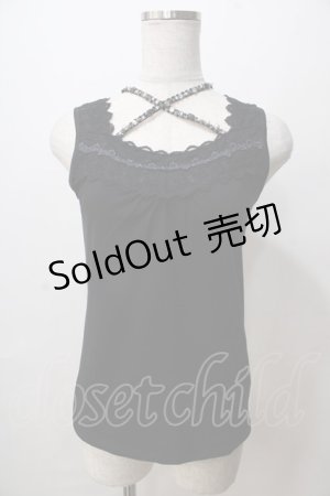 画像: axes femme / ビジューホルター付きタンクトップ M 黒 Y-25-08-15-048-AX-TO-SZ-ZY