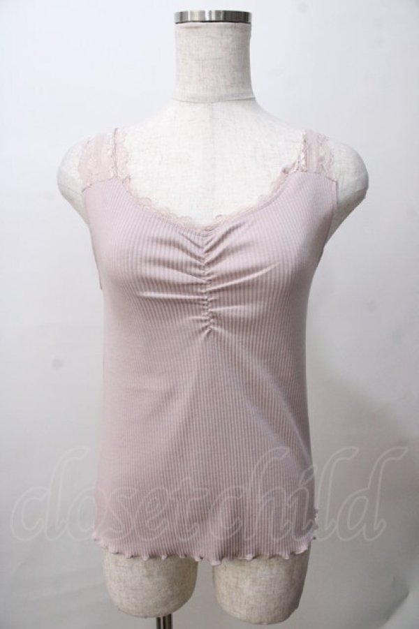 画像1: axes femme POETIQUE / 肩レースリブカットタンク M ピンク Y-25-08-15-051-AX-TO-SZ-ZT011 (1)