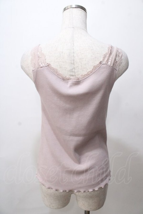 画像2: axes femme POETIQUE / 肩レースリブカットタンク M ピンク Y-25-08-15-051-AX-TO-SZ-ZT011 (2)