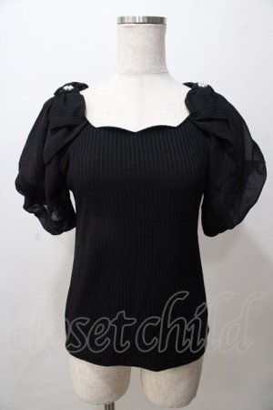 画像: axes femme POETIQUE / スカラップシフォン袖トップス M 黒 Y-25-08-15-053-AX-TO-SZ-ZY