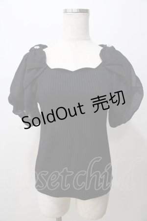 画像: axes femme POETIQUE / スカラップシフォン袖トップス M 黒 Y-25-08-15-053-AX-TO-SZ-ZY