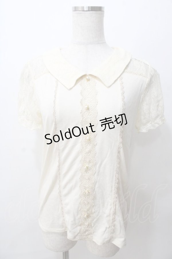 画像1: axes femme / レース使いブラウス風プルオーバー M 生成り Y-25-08-15-057-AX-TO-SZ-ZI (1)