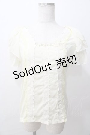画像: axes femme / 袖リボン蝶レース付プルオーバー M イエロー Y-25-08-15-058-AX-TO-SZ-ZY