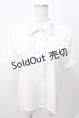 画像: axes femme POETIQUE / バタフライ刺繍襟半袖ブラウス  生成り Y-25-08-15-065-AX-BL-SZ-ZY
