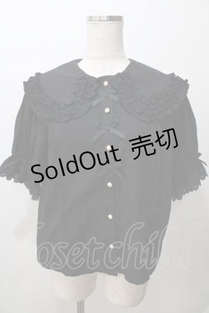 画像: axes femme kawaii / 半袖丸襟コットンブラウス M 黒 Y-25-08-15-068-AX-BL-SZ-ZY