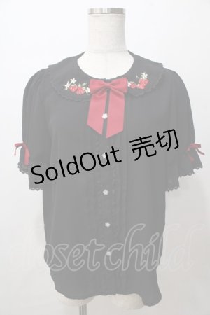 画像: axes femme kawaii / ベリーズピクニック 半袖ブラウス M 黒 Y-25-08-15-069-AX-BL-SZ-ZY