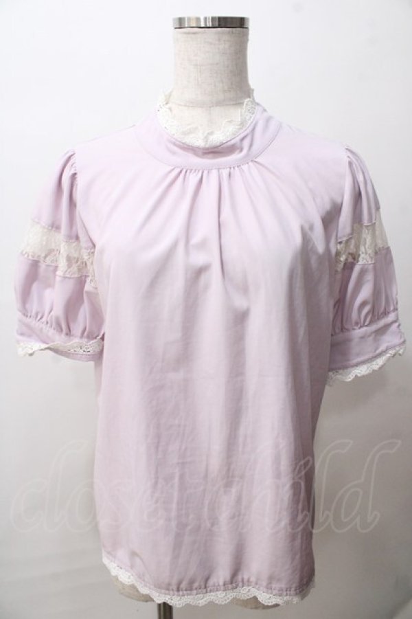 画像1: Maison de FLEUR / レース切替ブラウス  ラベンダー Y-25-08-15-073-LO-BL-SZ-ZT183 (1)