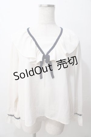 画像: Fi.n.t / パイピングリボンラッフルカラーブラウス  アイボリー Y-25-08-15-074-CA-BL-SZ-ZY
