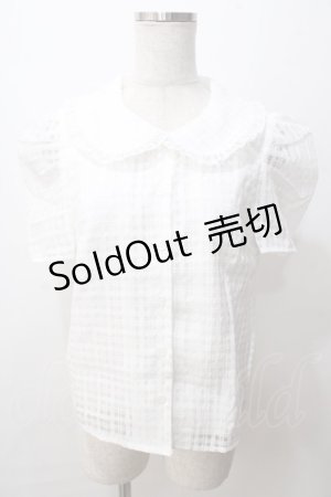 画像: Areeam / チェックシアーブラウス  白 Y-25-08-15-076-LO-BL-SZ-ZY