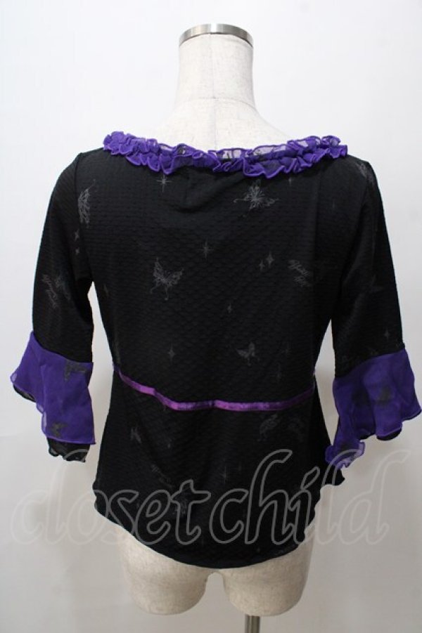 画像2: h.Jelly HONEY / プリントフリルボレロ  黒 Y-25-08-15-081-HN-TO-SZ-ZT512 (2)