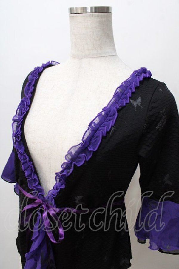 画像3: h.Jelly HONEY / プリントフリルボレロ  黒 Y-25-08-15-081-HN-TO-SZ-ZT512 (3)