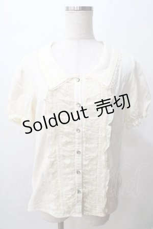 画像: axes femme / レース配色シャドーストライプブラウス L 生成り Y-25-08-15-084-AX-BL-SZ-ZI