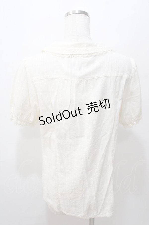 画像2: axes femme / レース配色シャドーストライプブラウス L 生成り Y-25-08-15-084-AX-BL-SZ-ZI (2)