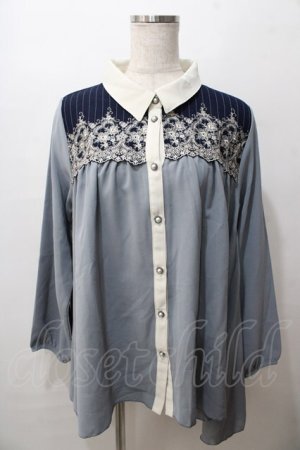 画像: axes femme / ヨーク刺繍イレヘムチュニック M サックス Y-25-08-15-088-AX-TO-SZ-ZY