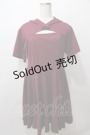 画像: axes femme / カットアウトパーカーワンピース  ワイン Y-25-08-15-096-AX-OP-SZ-ZY