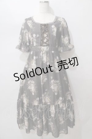 画像: axes femme / ミルフィーユローズ柄ワンピース M 茶 Y-25-08-15-098-AX-OP-SZ-ZI