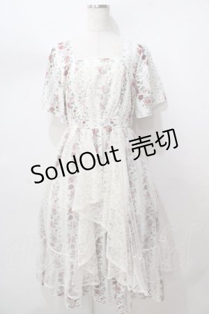 画像: axes femme / 薔薇柄ラッフルチュールワンピース F 生成り Y-25-08-15-099-AX-OP-SZ-ZY