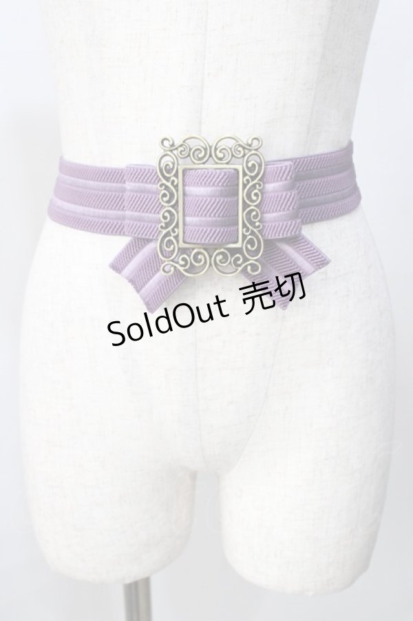 画像1: sha＊lan＊ra / リボンゴムベルト  ラベンダー Y-25-08-15-012-LO-ZA-SZ-ZY (1)