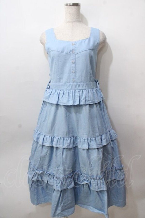 画像1: axes femme / フリルデザインジャンスカ F サックス Y-25-08-15-102-AX-OP-SZ-ZT106 (1)