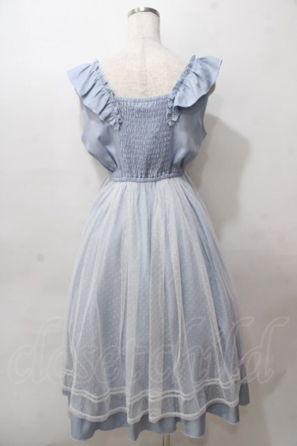 画像2: axes femme POETIQUE / トランプ刺繍エプロン風ワンピース  サックス Y-25-08-15-104-AX-OP-SZ-ZT095 (2)