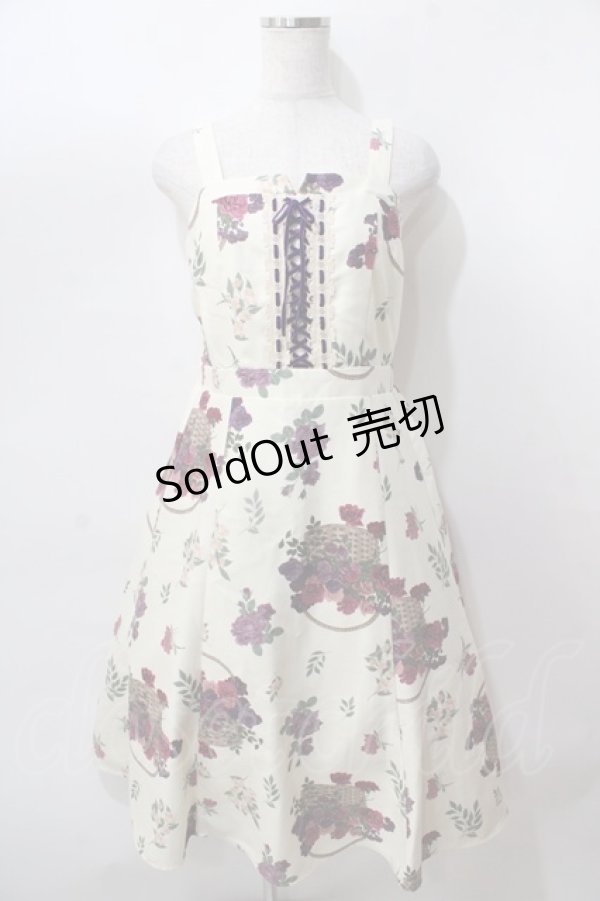 画像1: axes femme / バスケットブーケ柄ジャンスカ M クリーム Y-25-08-15-108-AX-OP-SZ-ZI (1)