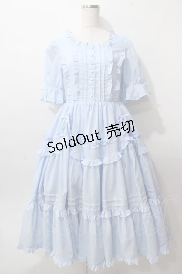 画像1: Chalmiere / フリルロングワンピース M サックス Y-25-08-15-122-LO-OP-SZ-ZT110 (1)