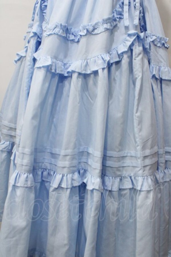 Chalmiere / フリルロングワンピース M サックス Y-25-08-15-122-LO-OP