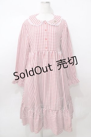 画像: FLC / 星名桜子/ギンガムチェックワンピース LL 中赤 Y-25-08-15-139-LO-OP-SZ-ZY