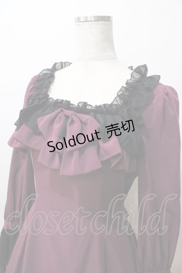 画像3: LAPIN AGILL / フローリクフリルワンピース  ワイン Y-25-08-15-140-EL-OP-SZ-ZY (3)