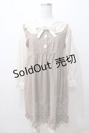 画像: maiduoduo / グレンチェック柄ワンピース  ブラウン Y-25-08-15-143-LO-OP-SZ-ZY
