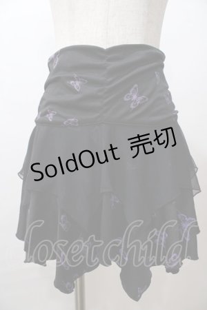 画像: h.Jelly HONEY / 切替プリントスカート  黒 Y-25-08-15-162-HN-SK-SZ-ZY