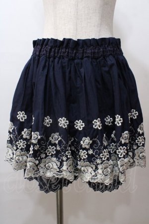 画像: axes femme / お花刺繍キュロット M 紺 Y-25-08-15-169-AX-SK-SZ-ZY