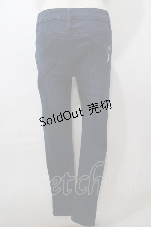 画像2: axes femme / ねこ刺繍デニムパギンス S インディゴ Y-25-08-15-170-AX-PA-SZ-ZI (2)